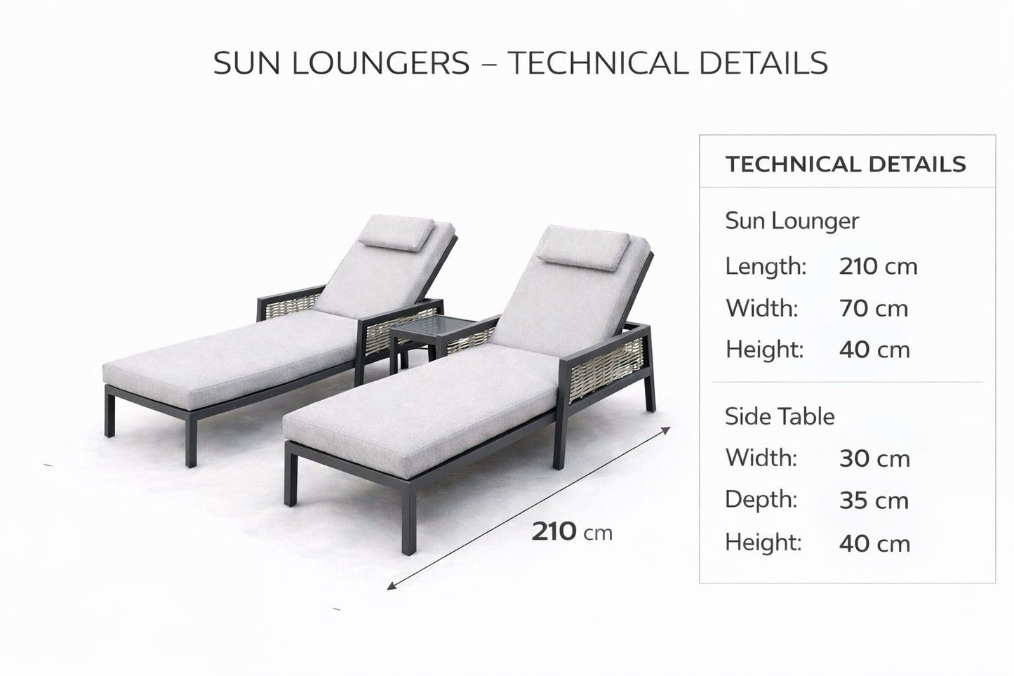 Hampton Aluminium & Rattan Combination Sun Loungers