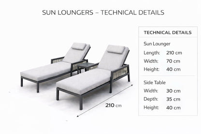 Hampton Aluminium & Rattan Combination Sun Loungers