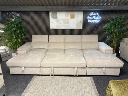 Layla U-Shape Light Beige Sofa Bed