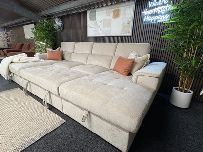 Layla U-Shape Light Beige Sofa Bed