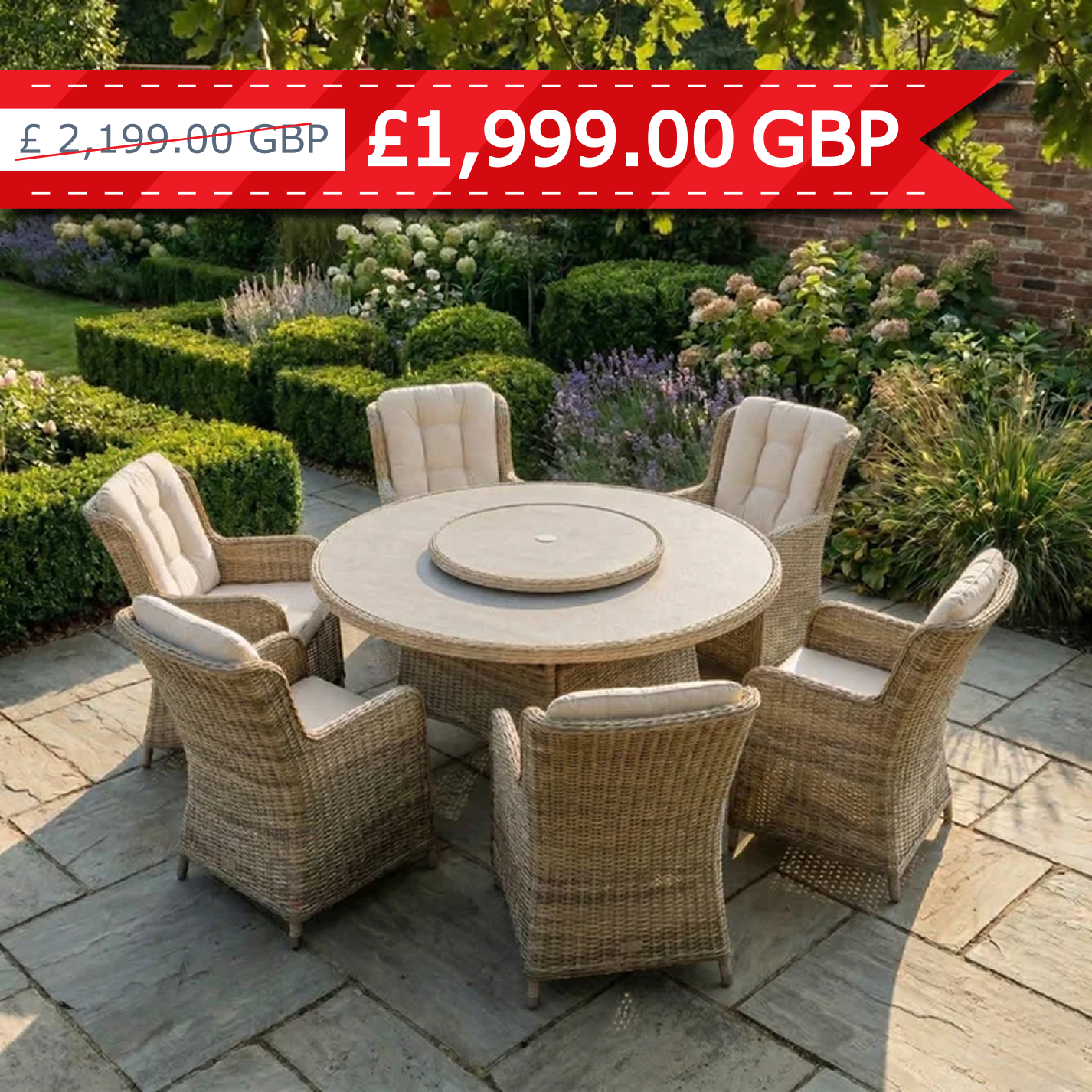 Windsor Beige 6 Seater Round Dining Set