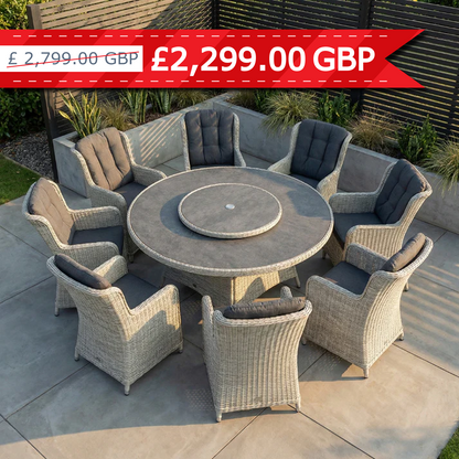 Windsor Grey 8 Seater Round Dining Set