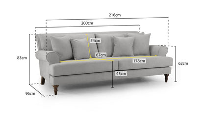 Sonny Sofa Grey 4 Seater