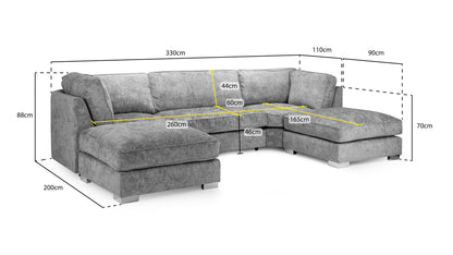 Bishop Fullback Sofa Platinum U Shape Corner