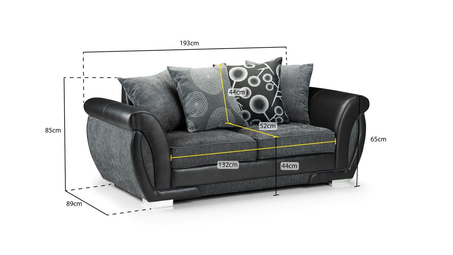 Shani Sofa Black/Grey 3 Seater