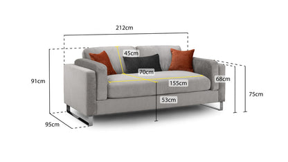 Kingston Sofa Grey 3 Seater