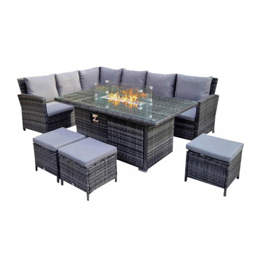 Poppy Corner Firepit Dining Set