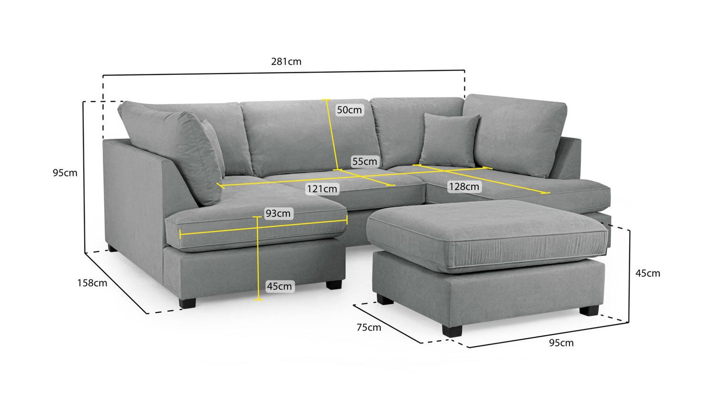 Barnaby Sofa Grey U Shape Corner