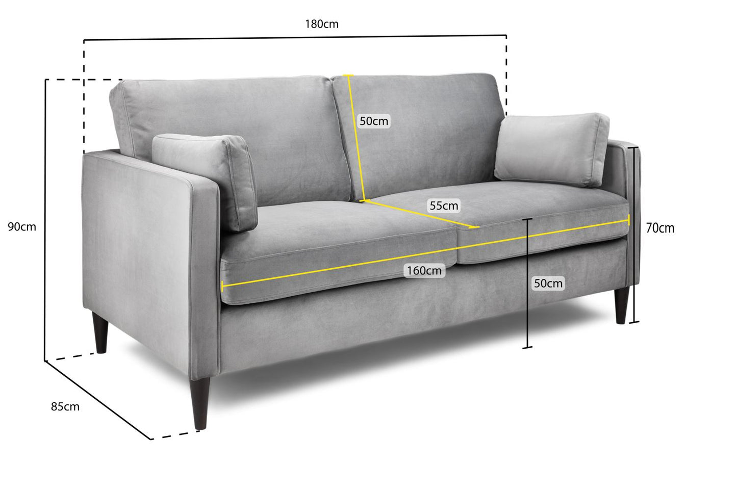 Munich Sofa Plush Grey 3 Seater