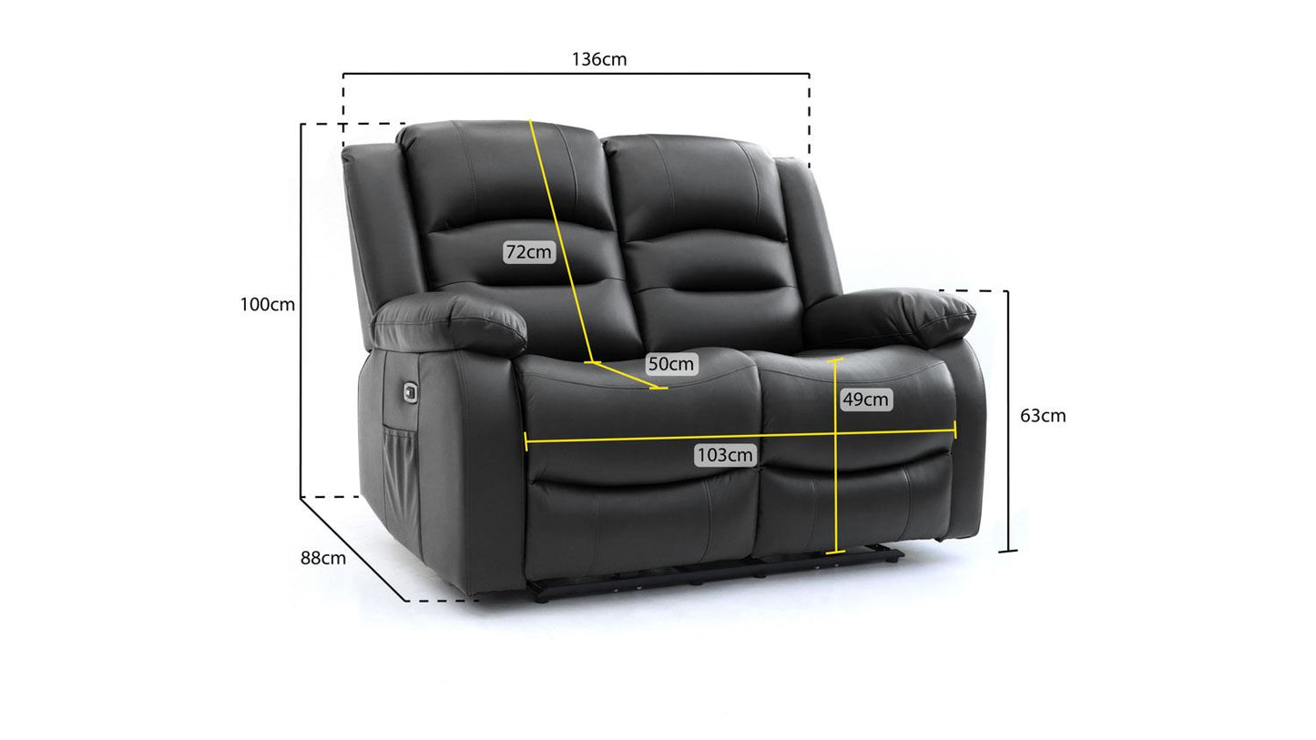 Alto Electric Recliner Sofa Black 2 Seater