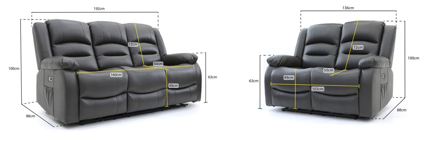 Alto Electric Recliner Sofa Grey 3+2 Set