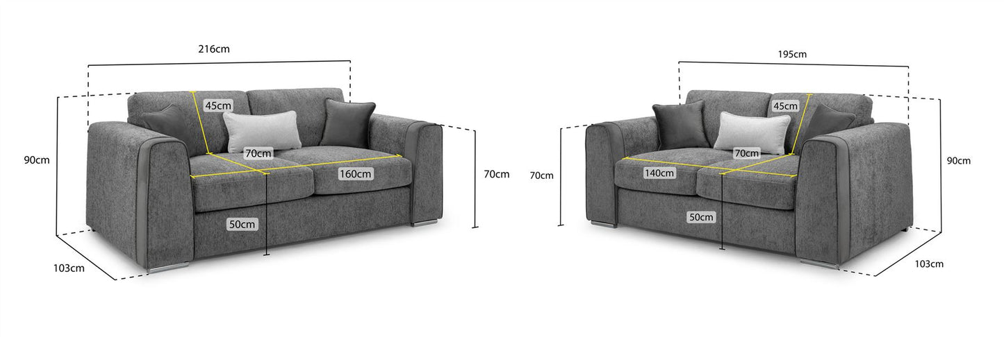 Naples Sofa Grey 3+2 Set