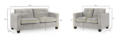 Jeremi Sofa Grey Fabric 3+2 Set