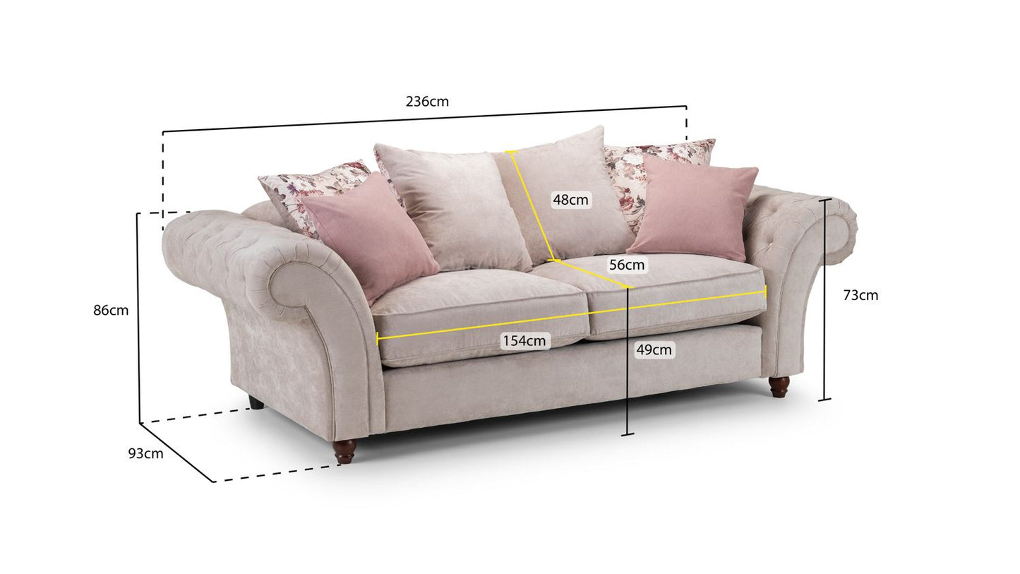 Florence Chesterfield Sofa Beige 3 Seater