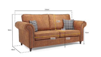 Willow Sofa Tan 3 Seater