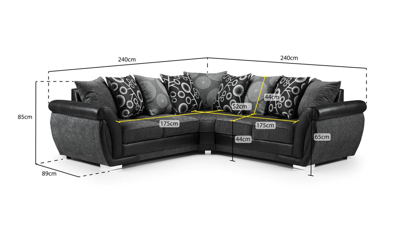 Shani Sofa Black/Grey Large Corner