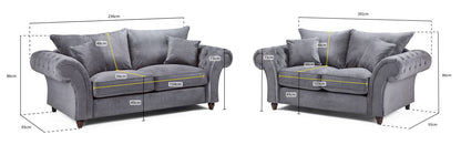 Buckingham Fullback Sofa Stone 3+2 Set