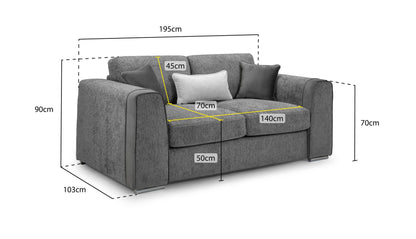 Naples Sofa Grey 2 Seater