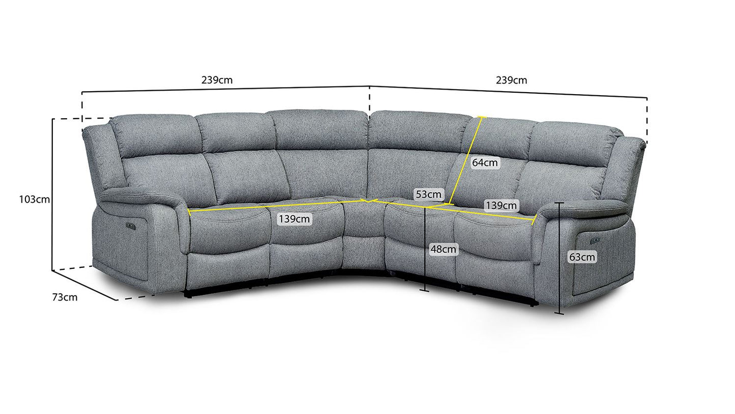 Liston Recliner Sofa Grey Large Corner