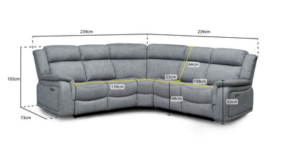 Liston Recliner Sofa Grey Large Corner