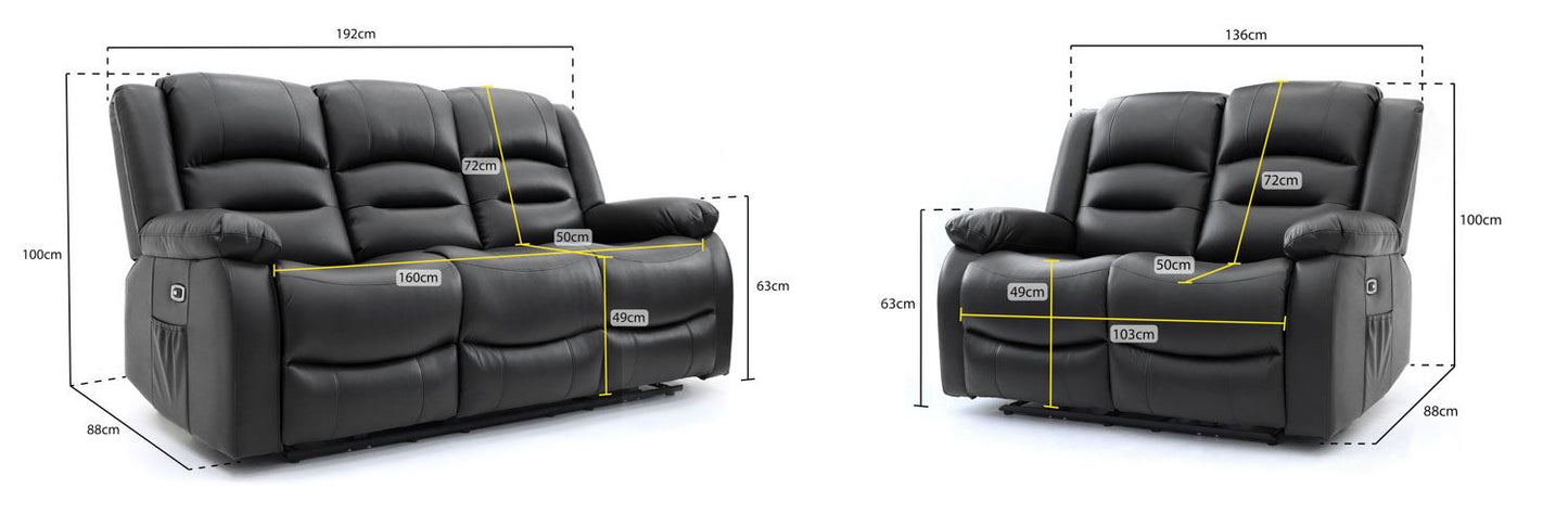 Alto Electric Recliner Sofa Black 3+2 Set