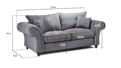 Buckingham Fullback Sofa Stone 3 Seater