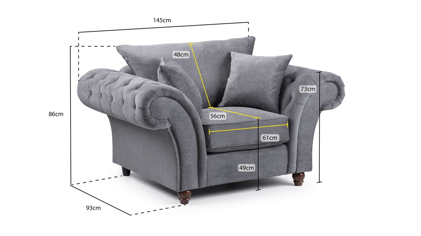 Buckingham Fullback Sofa Grey Armchair