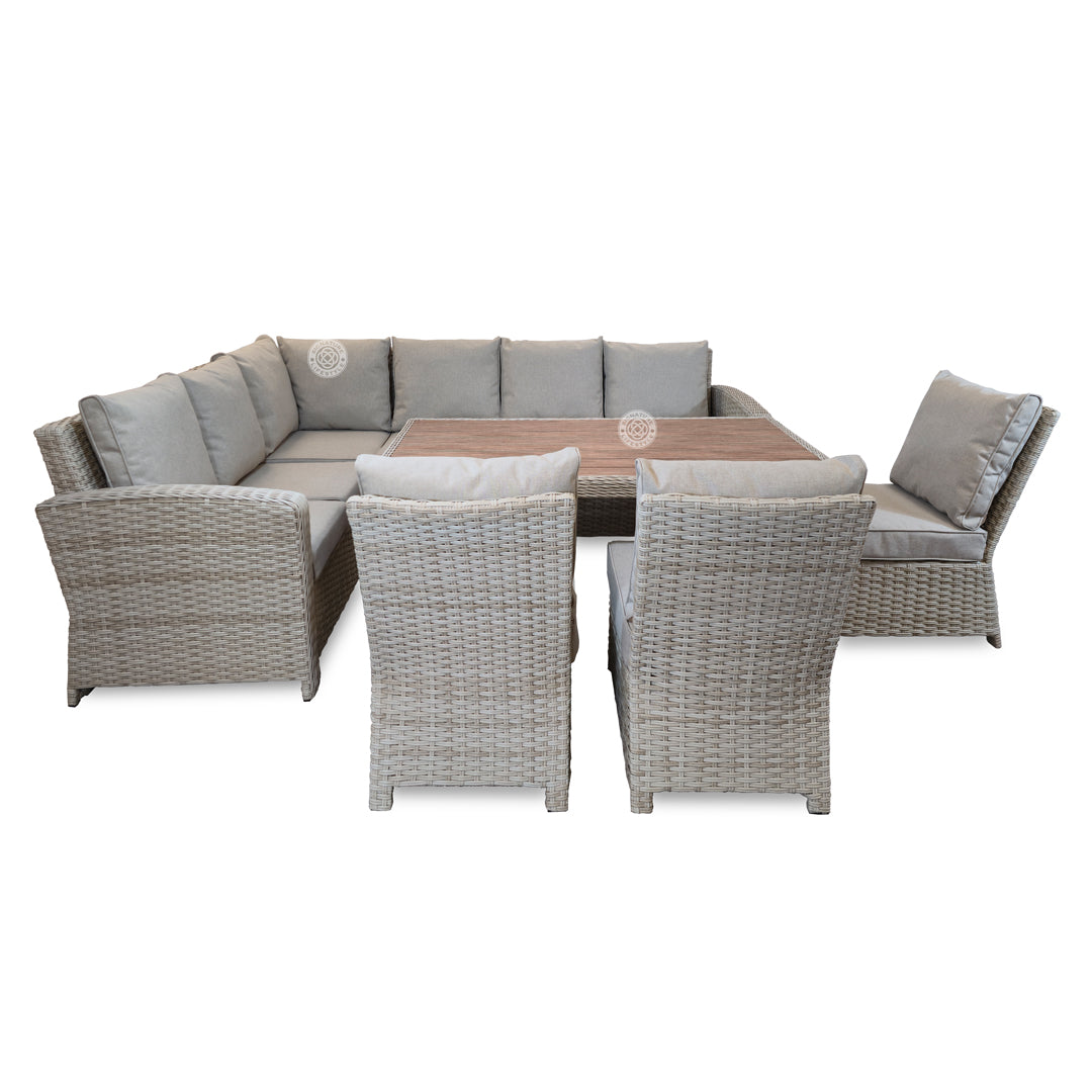 Northwood Rectangle Corner Sofa With Three Armless Chairs Dining Set
