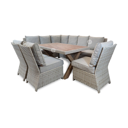 Northwood Rectangle Corner Sofa With Three Armless Chairs Dining Set