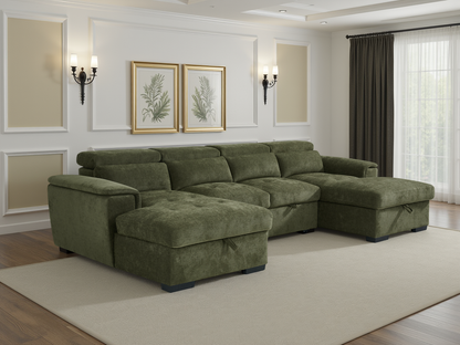 Layla U-Shape Green Sofa Bed