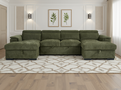 Layla U-Shape Green Sofa Bed