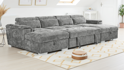Layla U-Shape Light Grey Sofa Bed