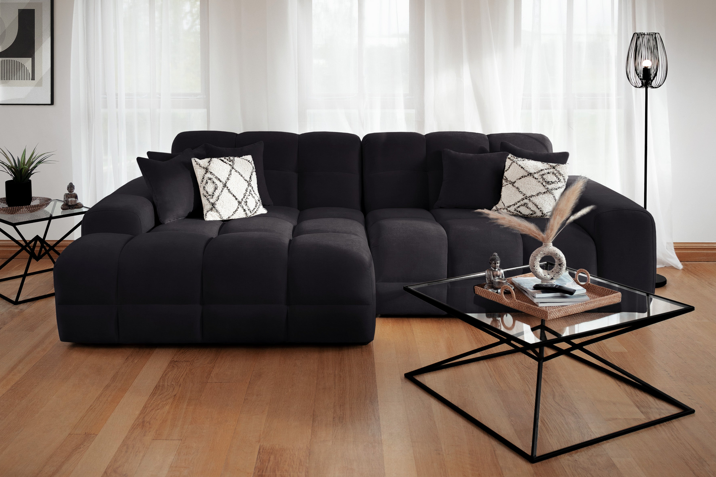 Jackson Corner Black Sofa