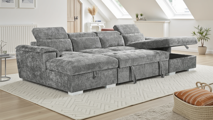 Layla U-Shape Light Grey Sofa Bed